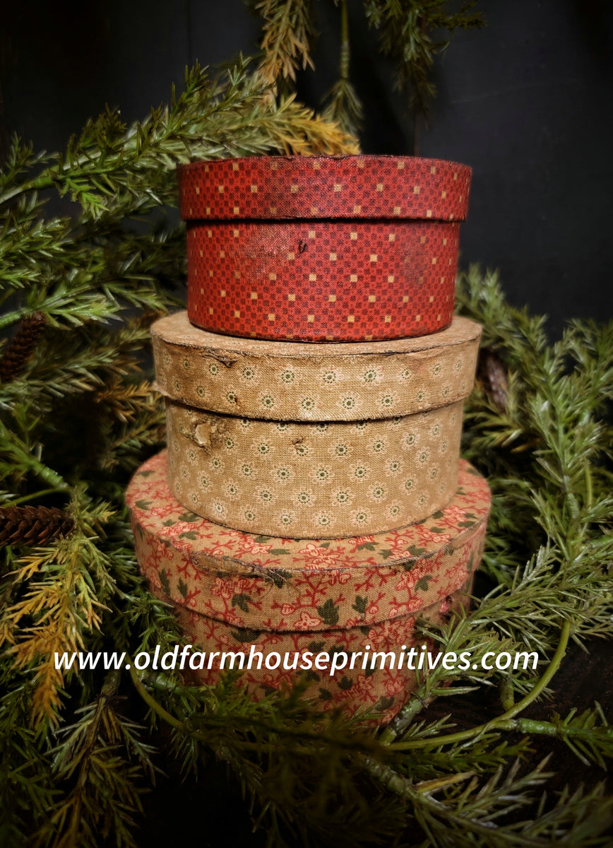 TGSRCM Primitive "Aged" Set of 3 Small Reproduction Pantry Boxes Old