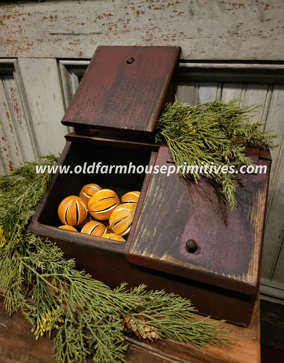 BW2BCBR Primitive Barn Red 2 Bin Cubby MADE IN THE USA! Old