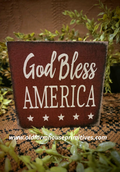 #HAV10755 "God Bless America" Wood Block Sign