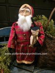 OTCS245  Medium Santa 🎅 Red Plaid Coat w/ Snowman ☃️