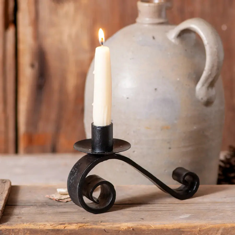 G2402 Wrought Iron Curled Candle Holder – Old Farmhouse Primitives