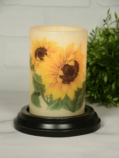 6VP-SU2/V  6 Inch "Vintage Sunflower"-Vanilla Wax Candle Sleeve