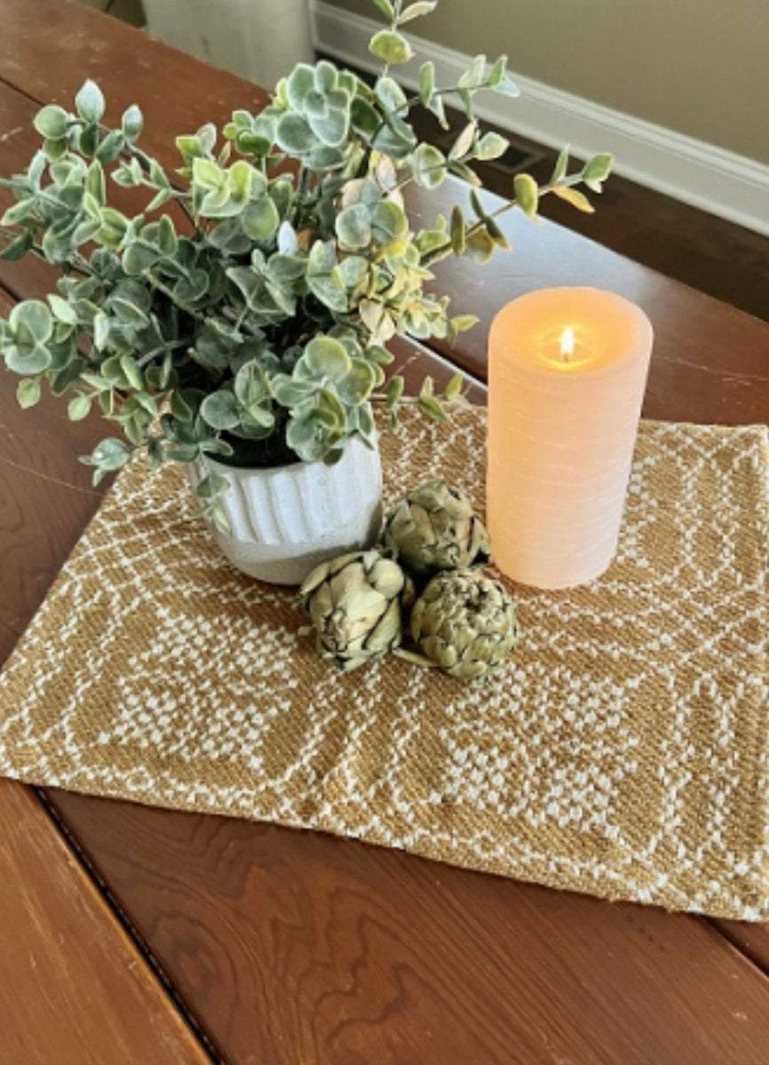 RQ32MC Nantucket Weave, Mustard & Cream Old Farmhouse Primitives