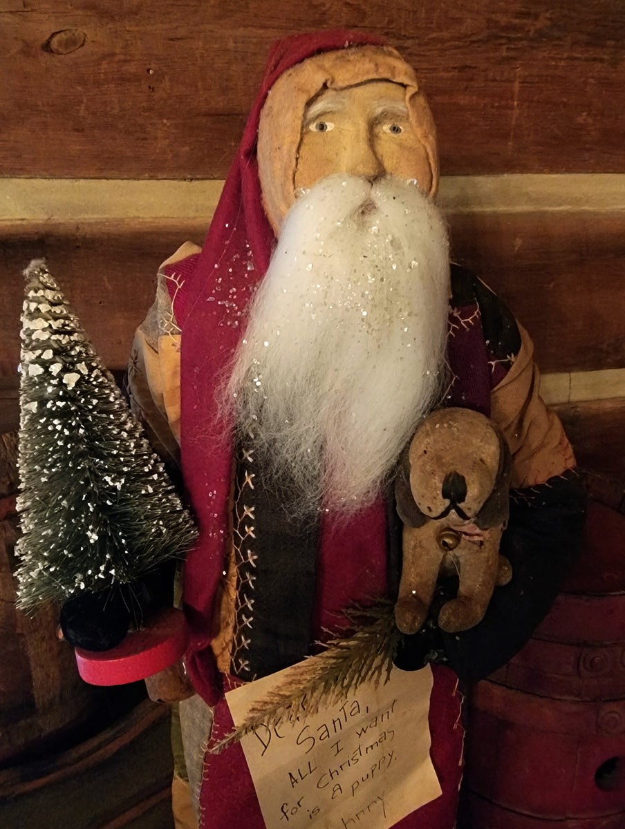 A265 2026 Signed ARNETT'S Santa Holding A Puppy, Tree & Little A265 2026 Signed ARNETT'S Santa Holding A Puppy, Tree & Little