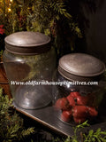 #PDARJ1 Primitive Antique Reproduction Pantry Jars Tin Lids Set/2 Back In Stock!