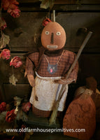 #RSF4 Primitive Jack-O-Lantern 🎃 Head Doll "Nell" (Made In USA) Back In Stock!