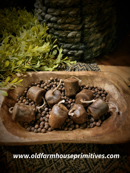 #PBB8-B Primitive Blackened Beeswax "Burnout Nub" Bowl Fillers & Allspice