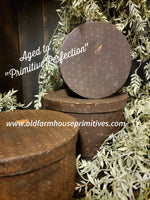 #TGBR Primitive "Aged" Brown Round Reproduction Pantry Boxes Set of 3