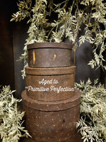 #TGBR Primitive "Aged" Brown Round Reproduction Pantry Boxes Set of 3