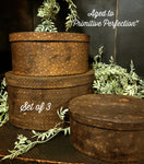 #TGBO Primitive "Aged" Brown Oval Reproduction Pantry Boxes Set of 3