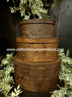 #TGBO Primitive "Aged" Brown Oval Reproduction Pantry Boxes Set of 3