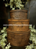 #TGBO Primitive "Aged" Brown Oval Reproduction Pantry Boxes Set of 3