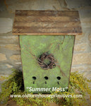 #BH1GRN Primitive Summer Moss "NEST INN" Birdhouse MADE IN USA