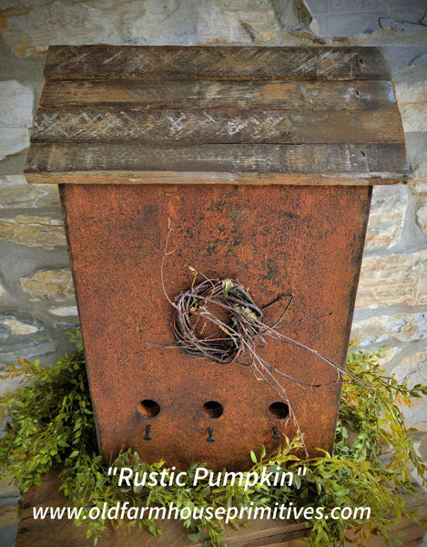 #BH1PKN Rustic Pumpkin "NEST INN" Birdhouse MADE IN THE USA