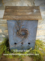 #BH1BLU Primitive Colonial Blue "NEST INN" Birdhouse MADE IN THE USA