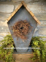 #BH2BLU Primitive Blue "HAVEN" Birdhouse MADE IN USA