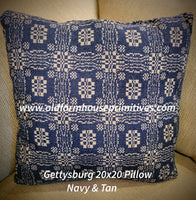 #RQ13NT20 Gettysburg Navy/Tan 20x20 Pillow