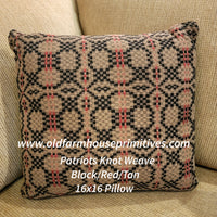 #AQ71PM Patriots Knot Red Black Cranberry 16x16 Pillow