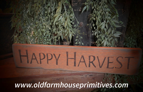 #BWS687 Primitive "Happy Harvest" Wood Sign