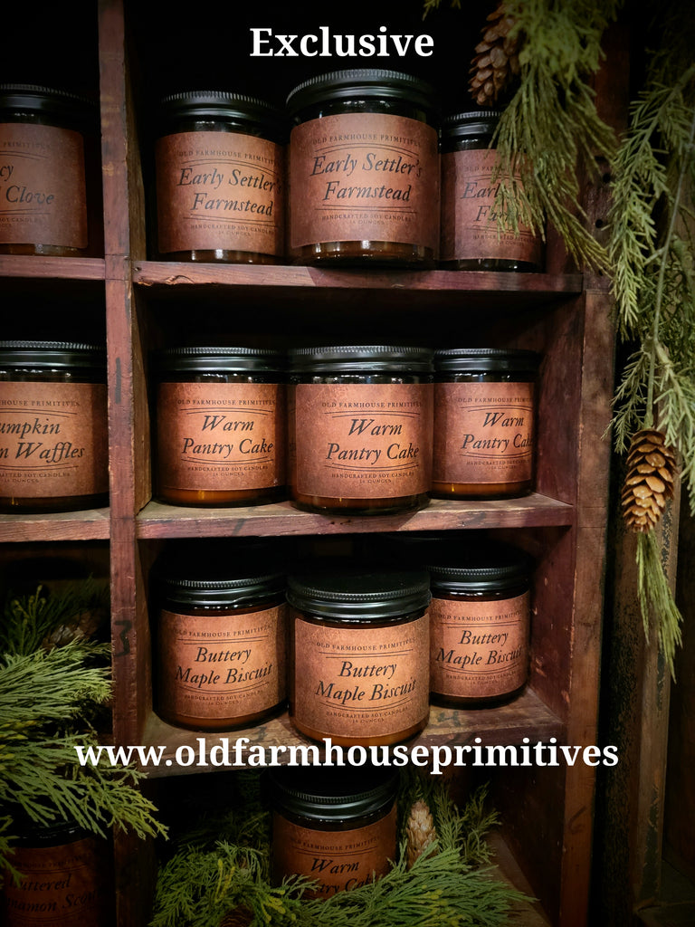 EXCLUSIVE! Old Farmhouse Primitives 16oz Soy Jar Candles ♥️ NEW SCENTS