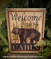 #VBD1807 "Welcome To Our Cabin" Black Bear Canvas