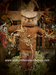 #PCHF169 Primitive Hanging Brown Plaid Scarecrow