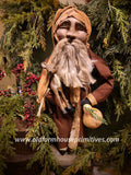 #DAW22-D Primitive Clay Face 🎅 Santa Holding Deer 🦌