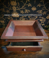#BW12T Primitive Wood 12x12 Candle Tray with Drawer MADE IN USA!