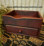#BW1K-BR Primitive Barn Red 1 Drawer "Keeping Box" MADE IN USA!