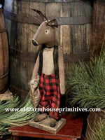 #DAWW2 Primitive Deer 🦌 Buckley Wearing Buffalo Check Suspender Pants (Handmade in USA)
