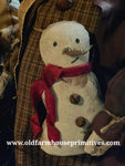 #DAWW11  Primitive Snowman ⛄️ Bowl Filler With Cranberry Scarf (Handmade in USA)