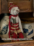 #DAWW122 Primitive Snowman ⛄️"Ricky" With Candy Cane Striped Pants & Hat (Handmade in USA)