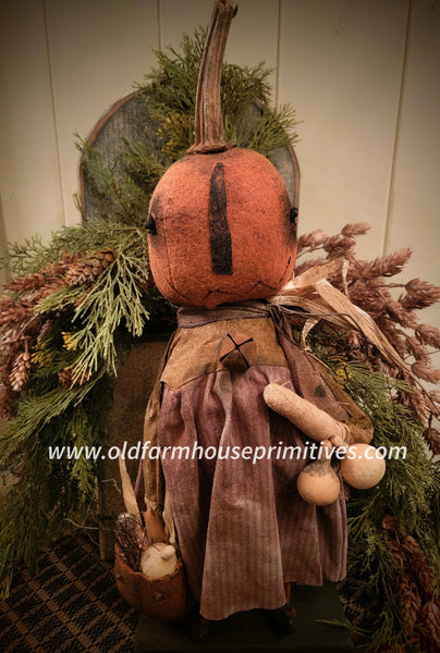 #MAFL-16 Primitive Fall "Blair" Pumpkin 🎃 Doll By Moses Allen Collection