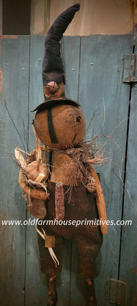 #MAFH23 Primitive Fall "JoJo" Primitive Hanging Boy 🧙‍♀️Witch Pumpkin Doll