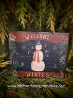 #CVS7480 Festive "Welcome Winter Snowman" Canvas Print MADE IN USA!