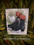#CVS7639 Holiday "Black Skates" Canvas Print  MADE IN USA!