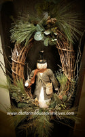 #RSN-W23 Primitive "Mr. Snowman" ☃️ Grapevine Wreath