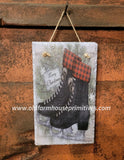 #SLT7639 Holiday "Black Skates" Hanging Slate MADE IN USA!