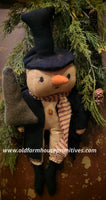 #PCH300  Hanging Snowman Wearing Black Coat Holding a Tree