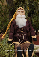 #OTCS15 Primitive Sitting Santa 🎅 Wearing Red Plaid Coat (Made In USA)