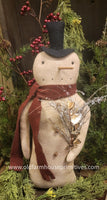 EC23-S1  Primitive Wintery Snowman Holding Snowy Sticks