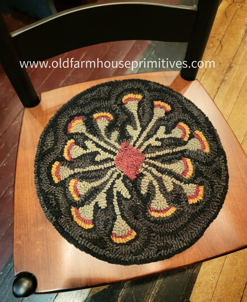 #HSD211071 Primitive "Prairie" Hooked Wool Chairpad