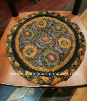 #HSD211200 Primitive "In Circles" Hooked Wool Chairpad