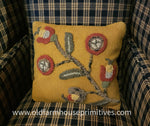 #HSD212771 Primitive "Flower Bulbs" Hooked Wool Pillow 12 x 12