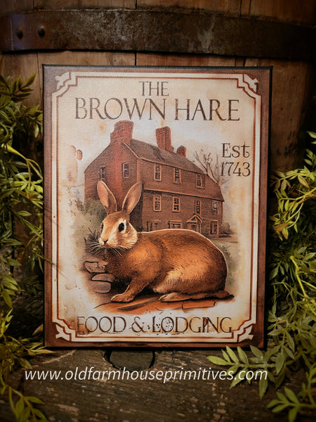 #HGC1006 "The Brown Hare" Food & Lodging 8x10 Canvas Print