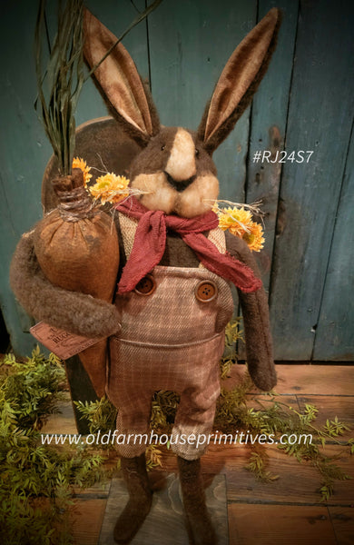 #RC24S7 RUGGED CHIC Primitive Brown & Cream Chubby Cheek Bunny 🐰