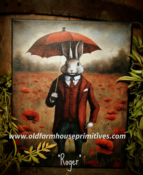 #HGC1039 "ROGER" Rabbit 8x10 Canvas Print