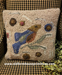 #HSD211385 Folkart "One Birdie" Hooked Wool Pillow