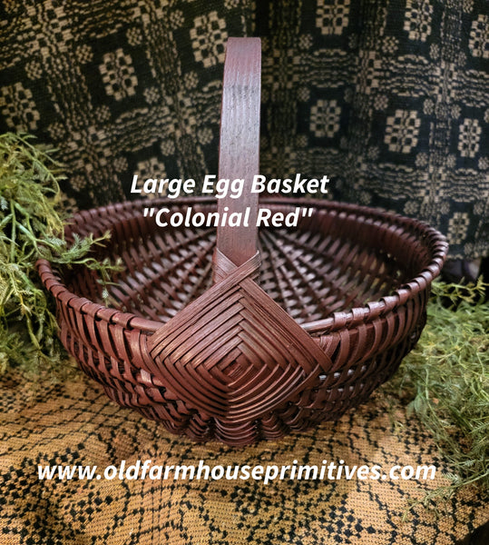 #WGLE-CR Primitive "Colonial Red" Large Egg Basket
