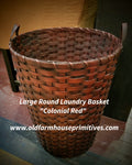 #WGSM2-CR Primitive "Colonial Red" Large Round Laundry Basket